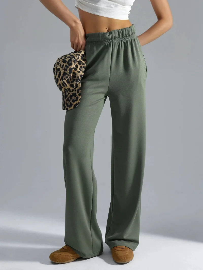 هيكاب بنطلون بيرسان بقصة مستقيمة وخصر مطاطي بلمسة مودال